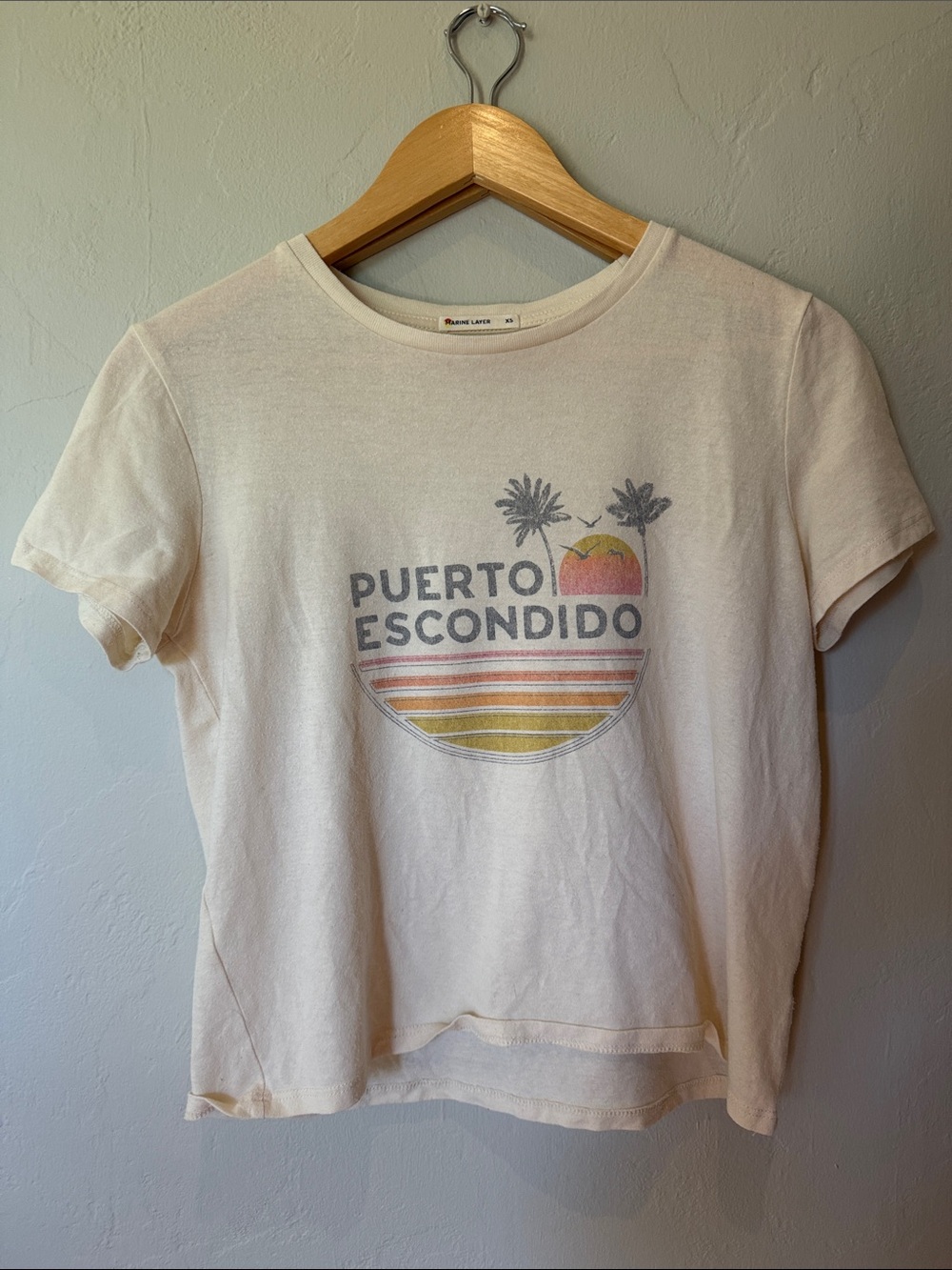 Marine Layer - Puerto Escondido Graphic Tee - Cream with Multicolor Print